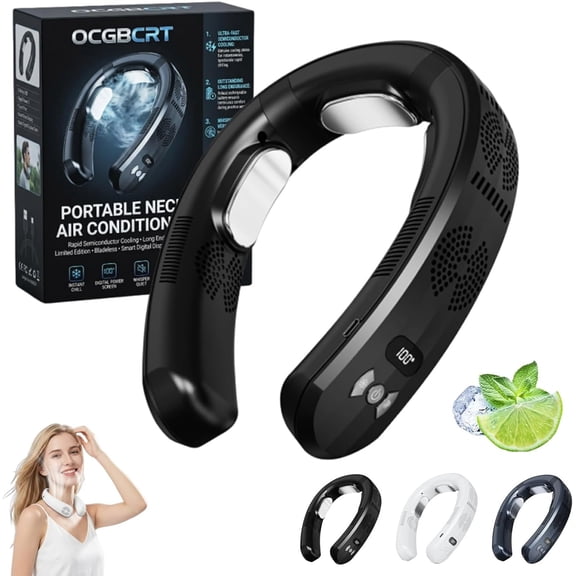 Ac Neck Fan Cold Air Conditioner, Long Endurance Limited Version Portable Bladeless Cooling Plate for Personal Wearable Battery Powered 3 Modes Hands-free Smart Outdoor Traveling Athletics