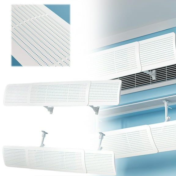 Ac Wind Baffle Stretchable Vent Shield Air Conditioner Deflector Direct Wind Blocking Panel Home Temperature Adjusting Gear Indoor Air Flow Guiding Accessory ,White - 60X94.5X16.5Cm