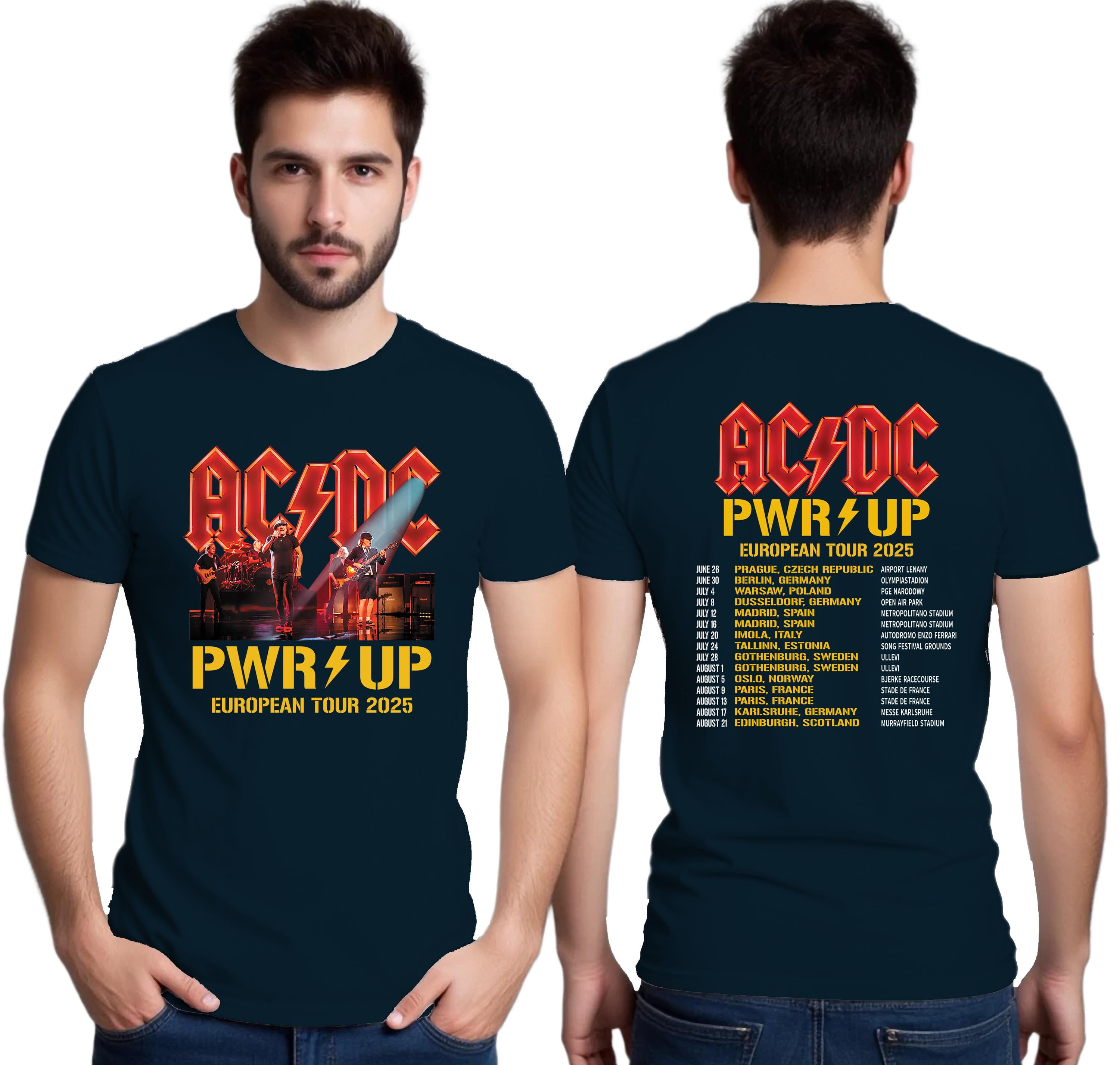 Ac.dc! Pwr UP European Tour 2025 T-Shirt Rock Concert Merch Hard Rock ...