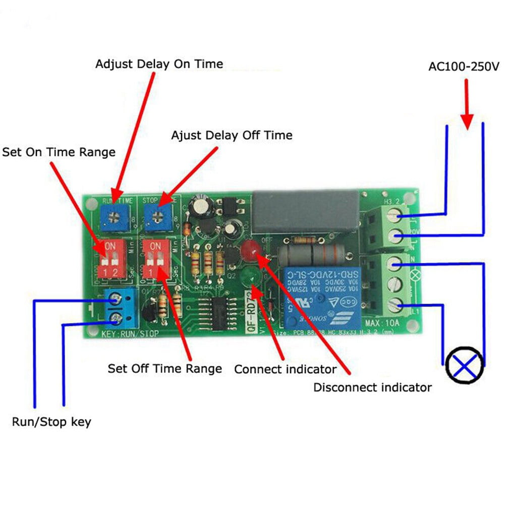 AC110V 120V 220V Timer Infinite Cycle delay Turn ON/OFF Time Relay