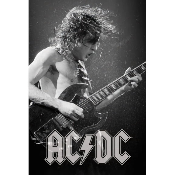 AcDc Music Poster (Angus Young Live On Stage B&W) Home Decor