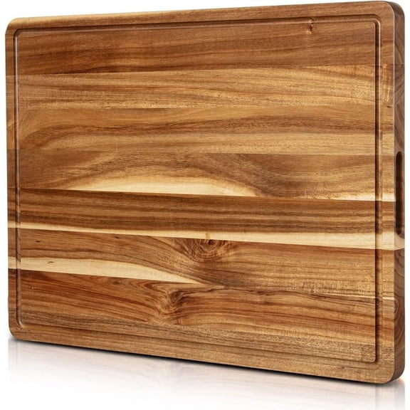 Acacia 24"L x 18"W Cutting Boards with Side Handles & Juice Grooves, Reversible Wooden Chopping Board, Knives Stylish, Butcher Block Design Kitchen Cheese Oil