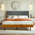 thumbnail image 1 of Acacia Astoria Upholstered Bed Frame with Headboard, Contemporary Signature High Headboard Wood Bed, 1 of 9