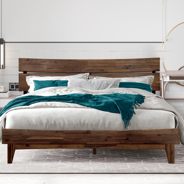 Acacia Aurora King Size Bed Frame, King Bed Frame and Headboard Wood