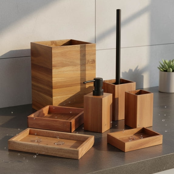 Acacia Bathroom Accessory Set 7-Pieces