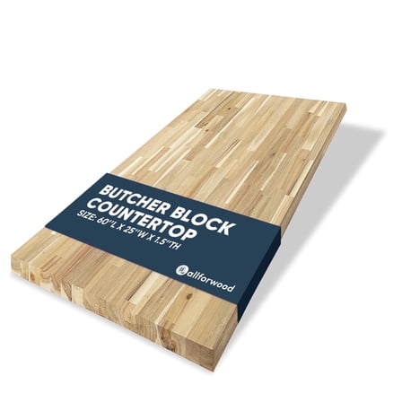 AllForWood 72''L x 25''W x 1.5''Th Acacia Butcher Block Countertop, 6ft L x 25" W, 1.5in Thick Unfinished Solid Wood Butcher Block Table Top for DIY Washer Dryer/Kitchen/Workbench