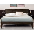 thumbnail image 1 of Acacia Emery Solid Wood Bed Frame with Headboard, Signature Headboard Wood Bed, Queen - Mocha, 1 of 8