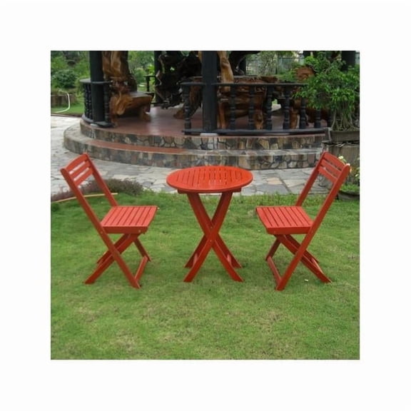 Acacia Folding Bistro Set - Barn Red - Set of 3