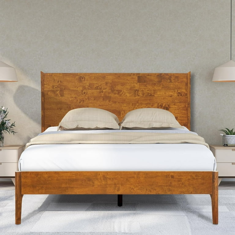 Acacia Haven Queen Size Bed Frame and Headboard Solid Wood Platform Bed Queen Bed Frame 800 lbs Capacity Scandinavian Signature Wood Bed Compatible