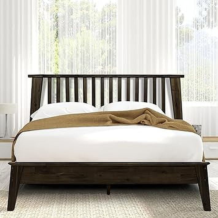 Kaylin King Walnut Solid Wood Platform Bed Frame with Nightstand