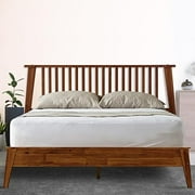 Acacia Kaylin Wooden Bed Frame with Headboard Included   Solid Wood Platform Bed with Ergonomic Design for Anti-Slip Support, Easy Assembly and No Box Spring Needed Queen, Chocolate