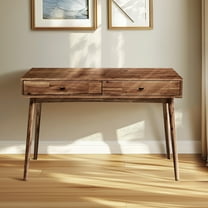 Acacia Lagom 48" Solid Wood Work Desk with Drawers Office Desk for Home Office, Walnut