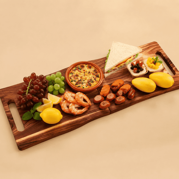 Acacia Large Charcuterie Board, Wood Charcuterie Boards with Handles Foldable Travel Cheese Boards Serving Board with Food Meat Party Appetizers