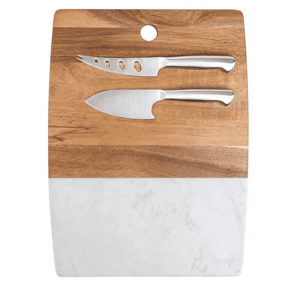 Acacia & Marble Cheese Board 3 piece Set CoreHome