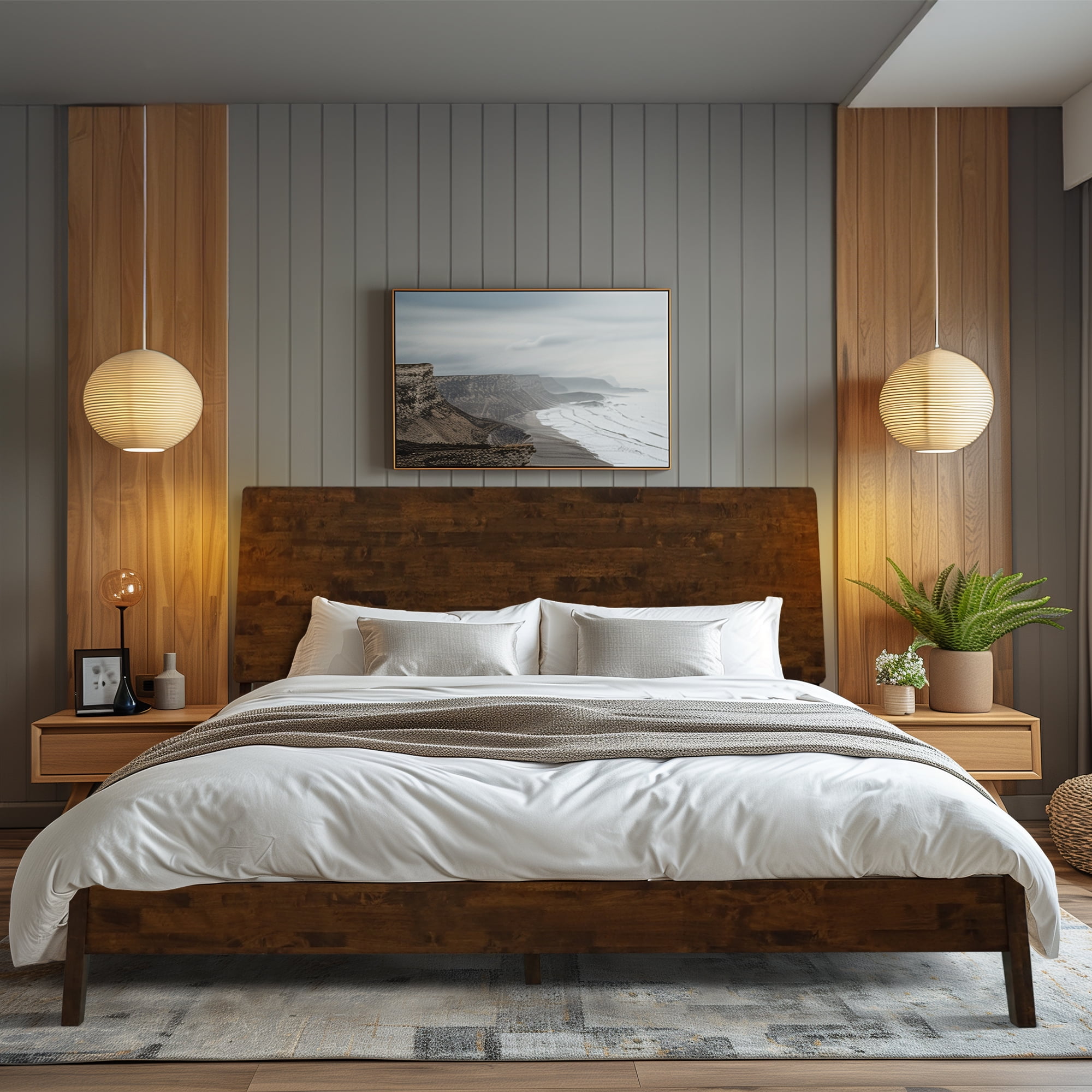 Acacia Serenity King Size Bed Frame, King Bed Frame with Headboard 800