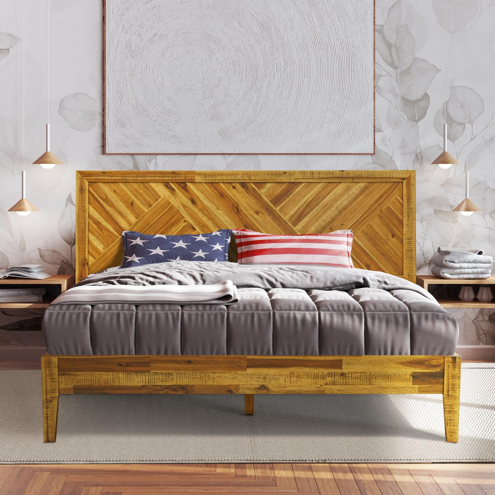 Queen bed frame headboard compatible deals