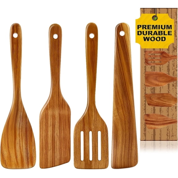 Acacia Spatula for Cooking Non Wooden Kitchen Utensil Set Flat Slotted Turner Spatulas Spoon Scraper Spurtles Kitchen Tools Nonstick Cooking Utensils Thin Egg Flipper Spatula