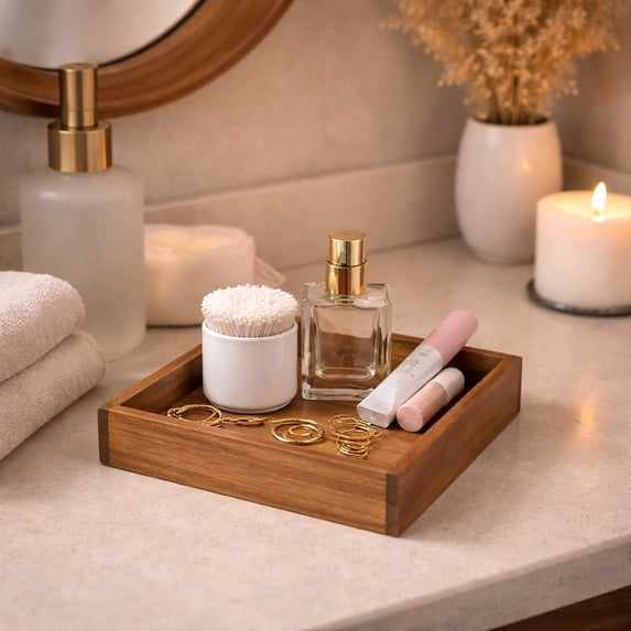 Acacia Square Bath Vanity Tray