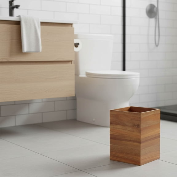 Acacia Square Waste Basket for Bathroom/Bedroom - 2 Gallons (7.5 Liters) - Elegant Design - Perfect for Home & Office - Compact & Durable - Easy to Clean