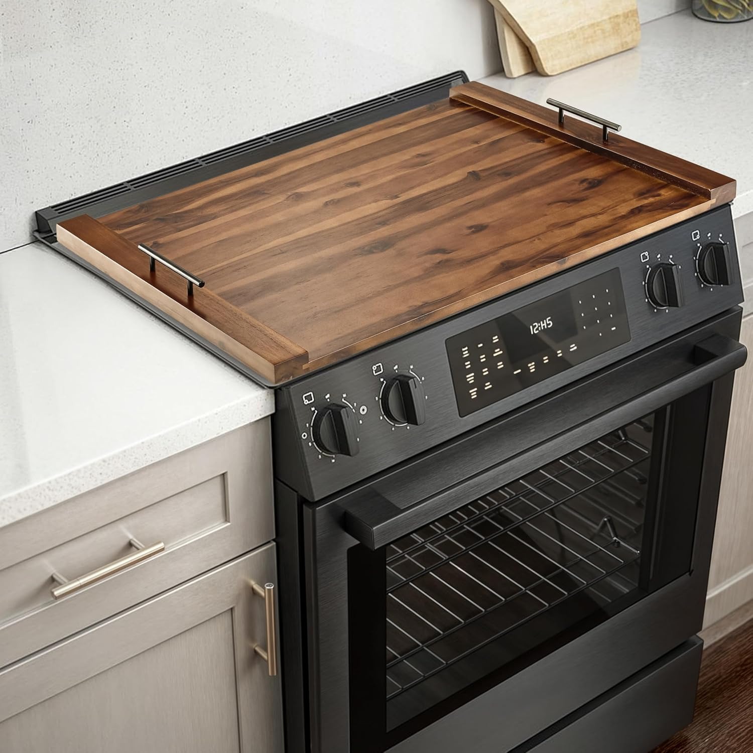 Acacia Stove Top Covers for Electric Stove - Wooden Noodle Board for
