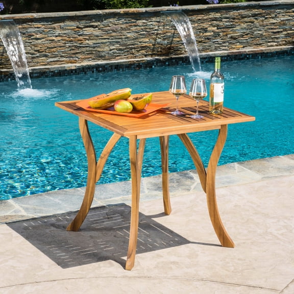 Solid Square Acacia Table / Outdoor Patio Essential / Features a Calm Design