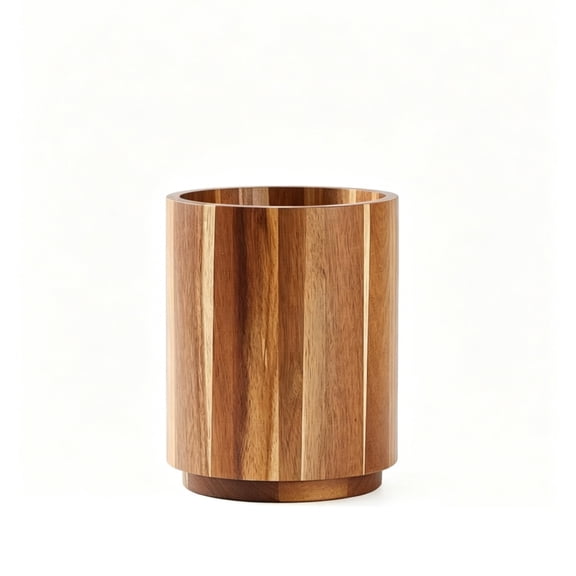Acacia Utensil Holder, 360° Rotating Kitchen Utensil Organizer, Large Capacity Utensil Crock, Farmhouse Kitchen Countertop Storage Decor, Multi-Purpose Kitchen Tool Holder for Home Kitchen