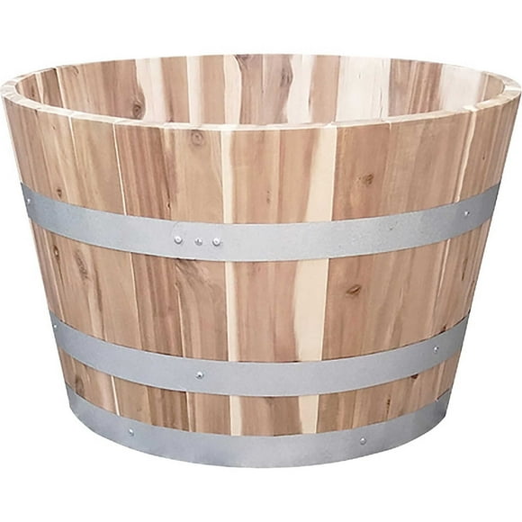 Acacia Wine Barrel Planter