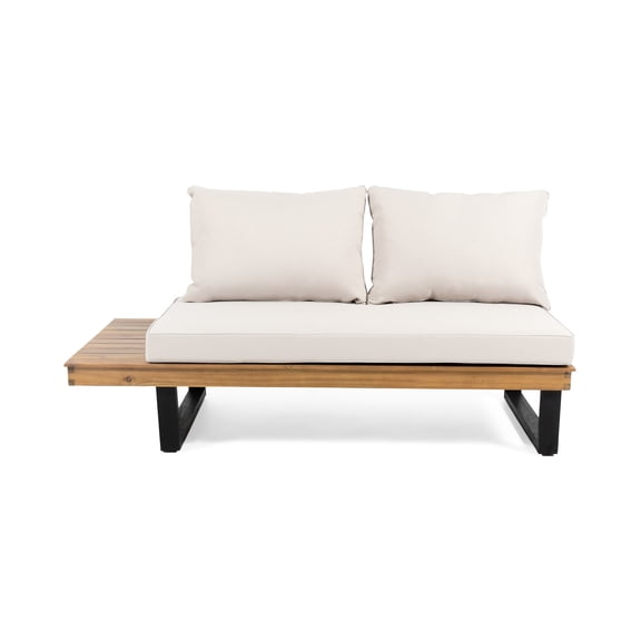 Acacia Wood 2 - Seater Left - Side Sofa in Beige / Perfect for Apartment Living