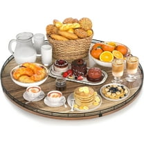 Wood 24" Lazy Susan Turntable Organizer for Table Top, Farmhouse Extra Large Round Lazy Susan for Serving Kitchen Countertop Cabinet for Charcuterie Centerpiece, Bathroom Vanity Tray Decor