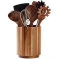 thumbnail image 1 of Acacia Wood 360° Rotating Utensil Holder - Non-Slip Large Capacity Crock for Kitchen Counter, Holds 15-20 Cooking Tools - Rustic Farmhouse Countertop Organizer, 1 of 8