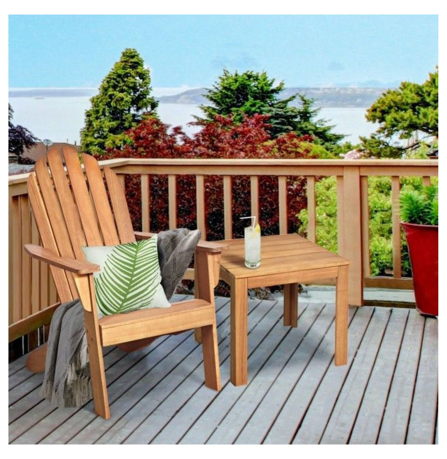 Acacia Wood Adirondack Chair Outdoor Patio Furniture - Ergonomic Design ...