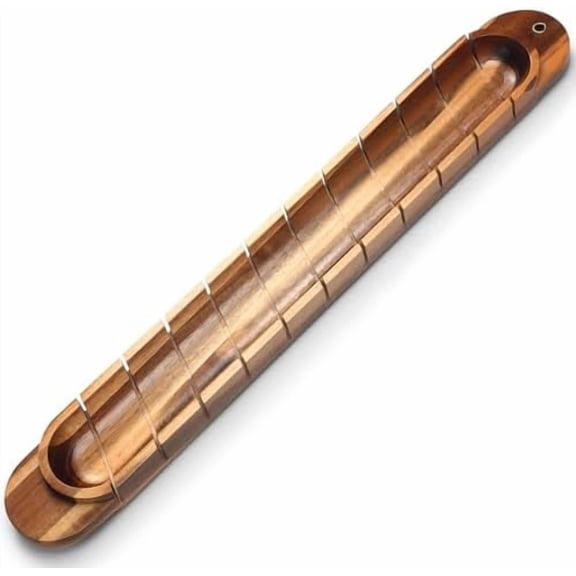 Acacia Wood Baguettes Slotted Cutting Guides Mitered Bread Board French Bread Cutting Board Bread Slicer for Homemade Bread Compact Baguette Cutting Board, 26.26 x 3.5 x 1.77 Inches