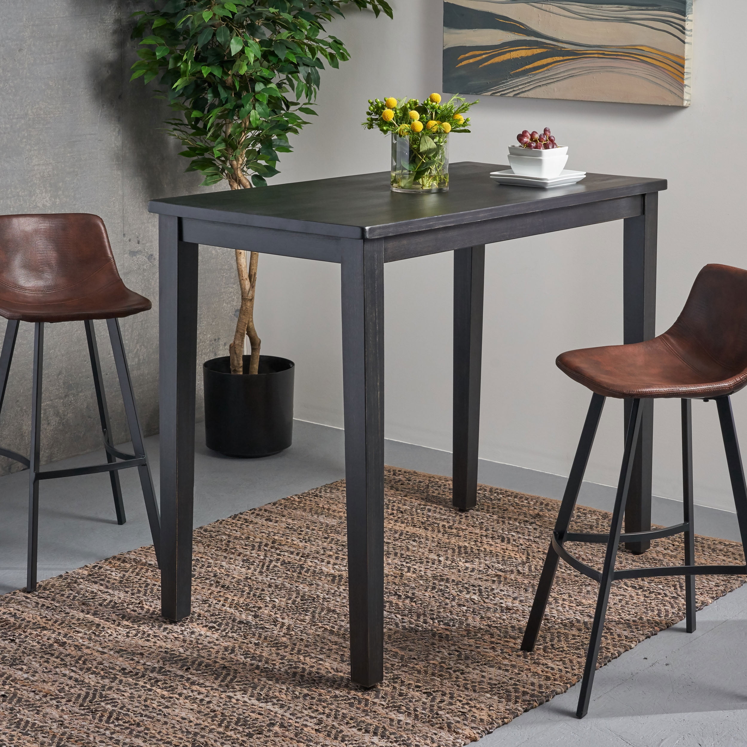 Acacia Wood Bar Table for Kitchen Island, Dining Room, or Patio - 51 ...