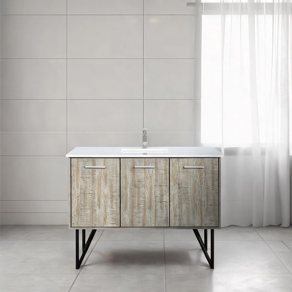 Acacia Wood Bathroom Vanity with Storage, 48-Inch, Cultured Marble Top