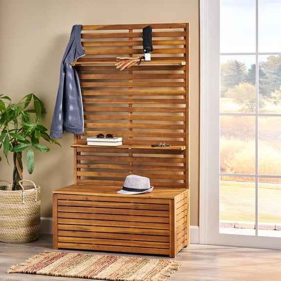 Acacia Wood Bench | Store Items and Enhance Decor | Great for Home's First Impression