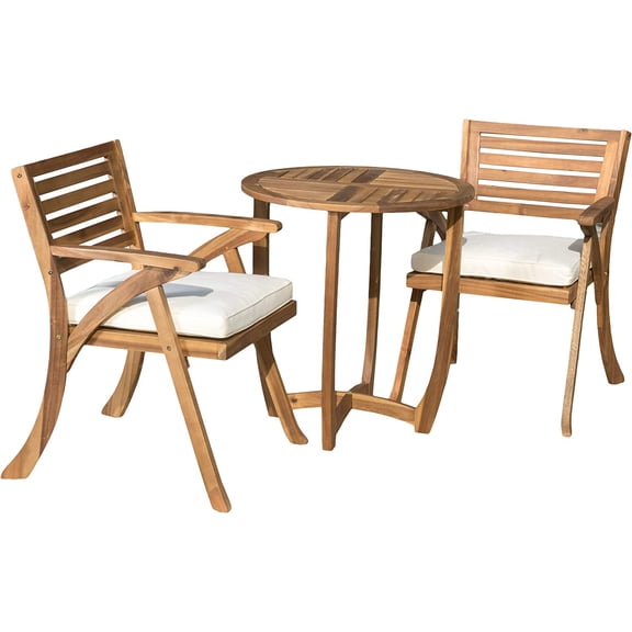 Acacia Wood Bistro Set, 3-Pcs Set, Teak Finish