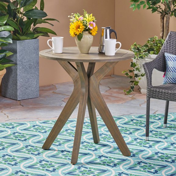 Acacia Wood Charm - Dine Comfortably on a Grey Slat - Panel Table