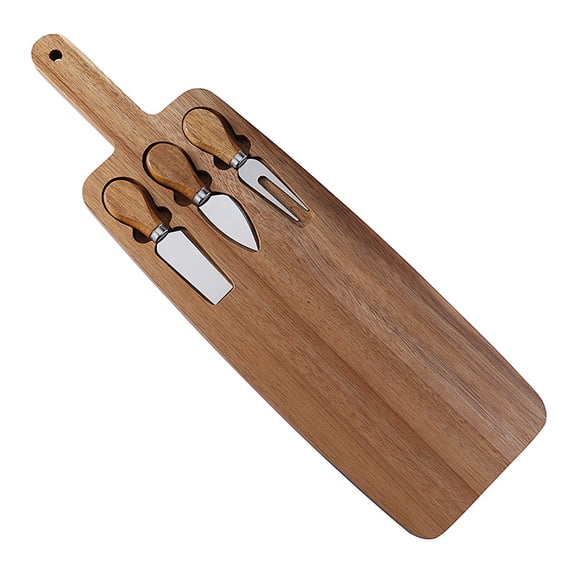 Acacia Wood Cheese Board Set with Cheese Knives, Multipurpose Wooden Cutting Board, Charcuterie Serving Platter for Steak and Daily Kitchen Use