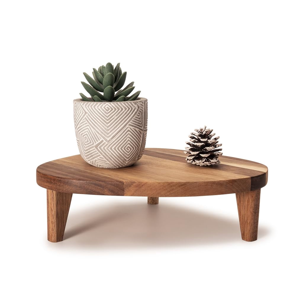 Acacia Wood Corner Pedestal Stand Triangle Decorative Farmhouse Wood ...