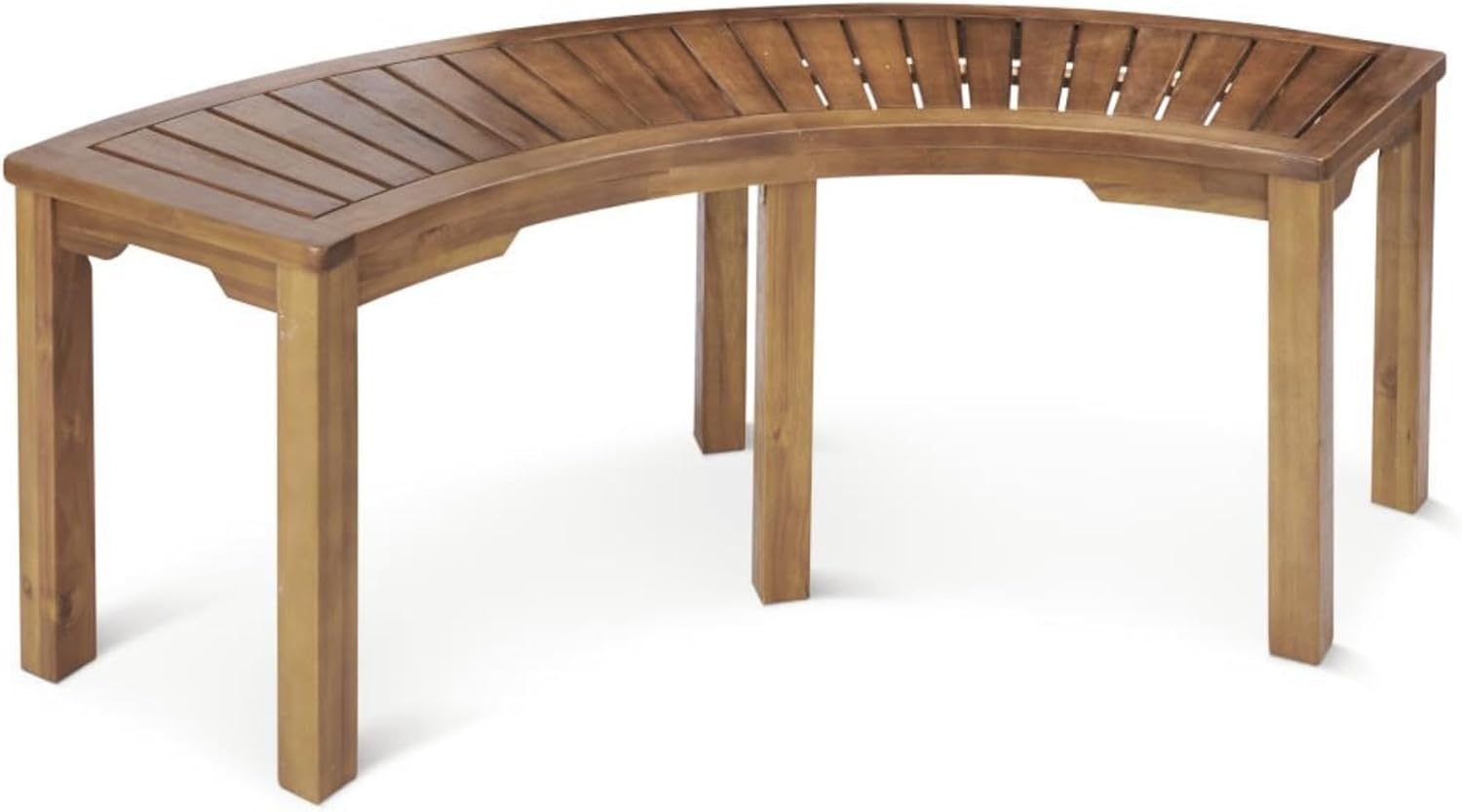 Acacia Wood Curved Fire Pit Bench, 6-Foot Indoor/Outdoor Wooden Porch ...