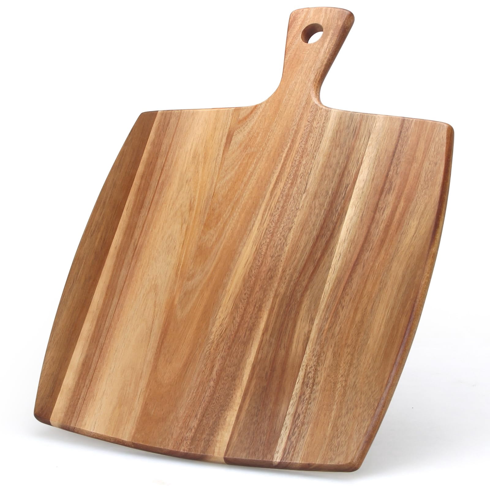 Acacia Wood Cutting Board with Handle, Kitchen Chopping Board for Bread Meat Fruit Cheese, Charcuterie Serving and Carving, 17 x 10 Inch Durable Butcher Block