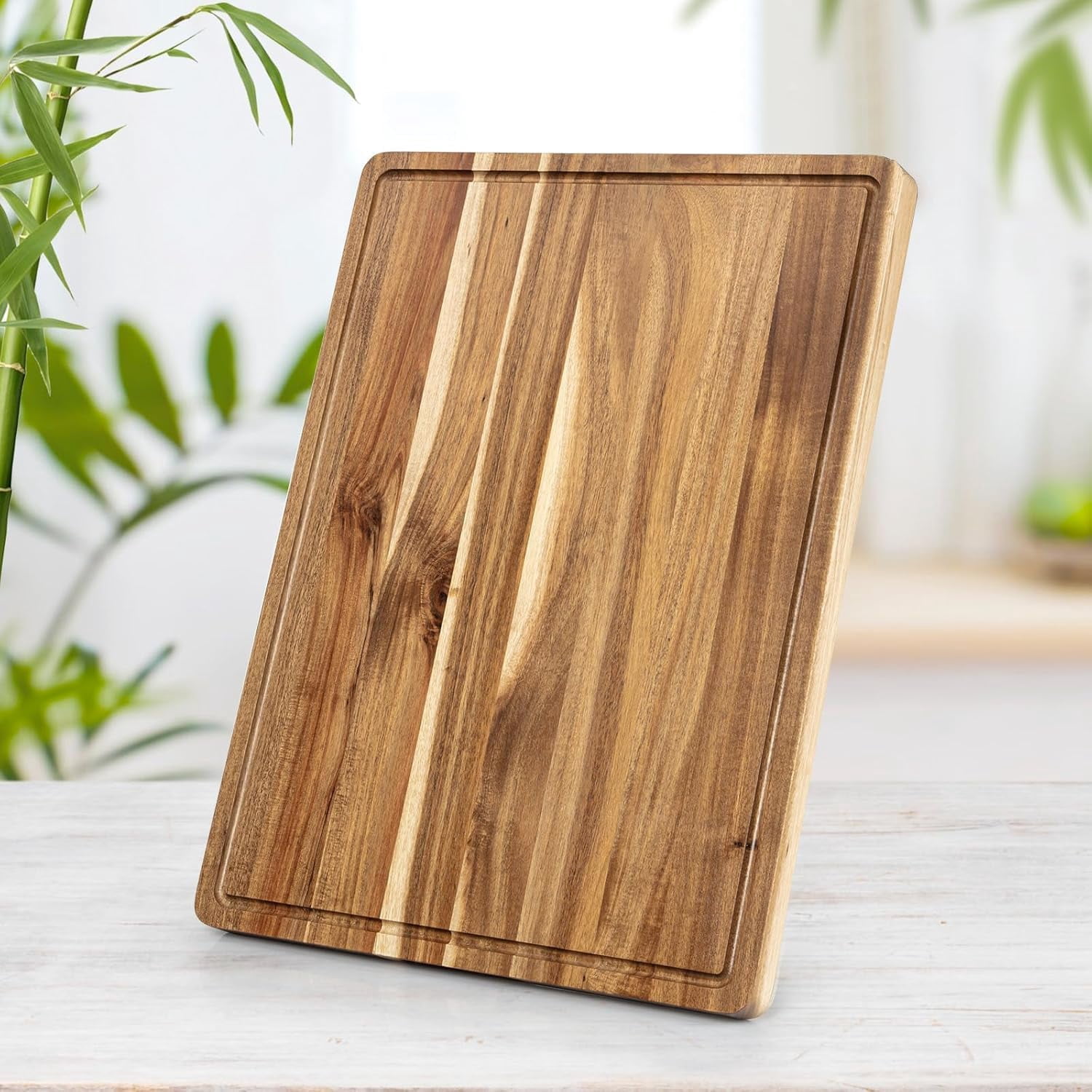 Acacia Wood Cutting Board with Juice Groove & Handles, Reversible Wooden Chopping Board, 1.2" Thick Wooden Chopping Boards for Meat, Vegetables, Cheese, Charcuterie Board,24"x18"
