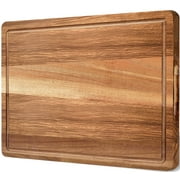 TINANA Acacia Wood Cutting Board for Kitchen, 17 x 12 In Thick Butcher Block with Deep Juice Groove, Wooden Cutting Board for Meat, Vegetables, and Fruits