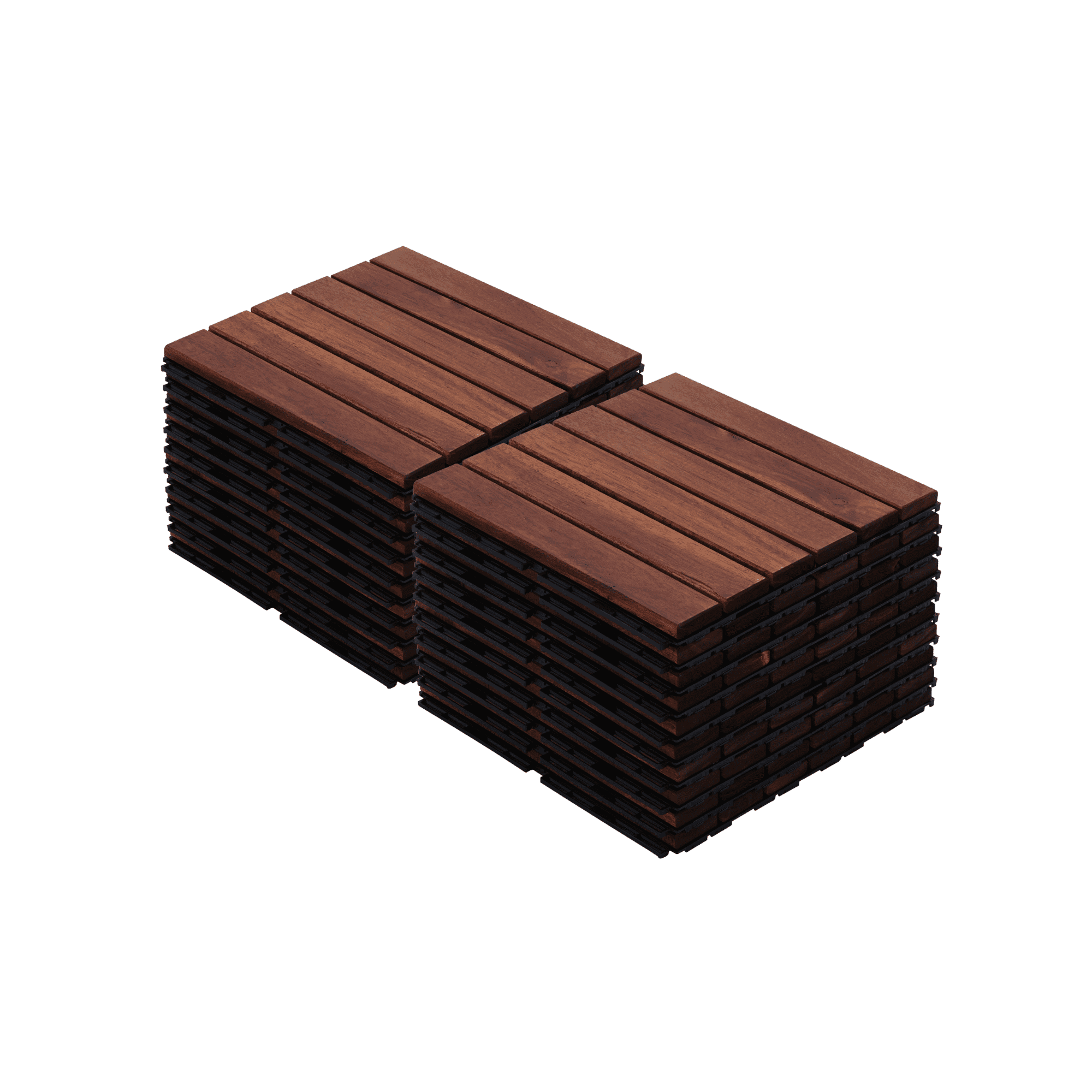 Acacia Wood Deck Tiles, 20 PCS 12x12 Inch Striped Interlocking Floor Tiles for Patio Garden Outdoor Space, Natural