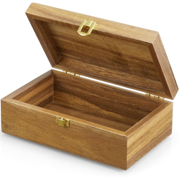 Acacia Wood Decorative Box with Lid, Small Jewelry Box, Memories Box, Keepsake Boxes with Lids, Wooden Gift Box