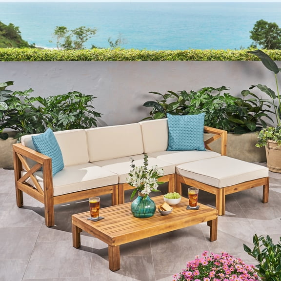 Acacia Wood Design - Easy - Maintain Cushions - Pool Deck Lounging - Sturdy Sofa
