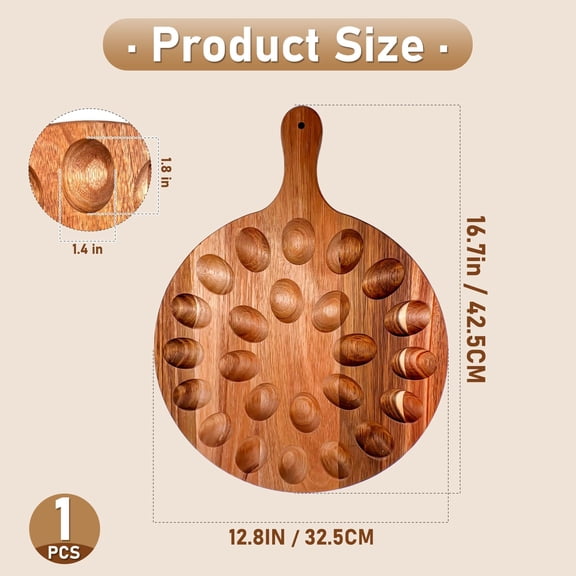 Acacia Wood Deviled Egg Platter with 24 Holes Charcuterie Board Holder
