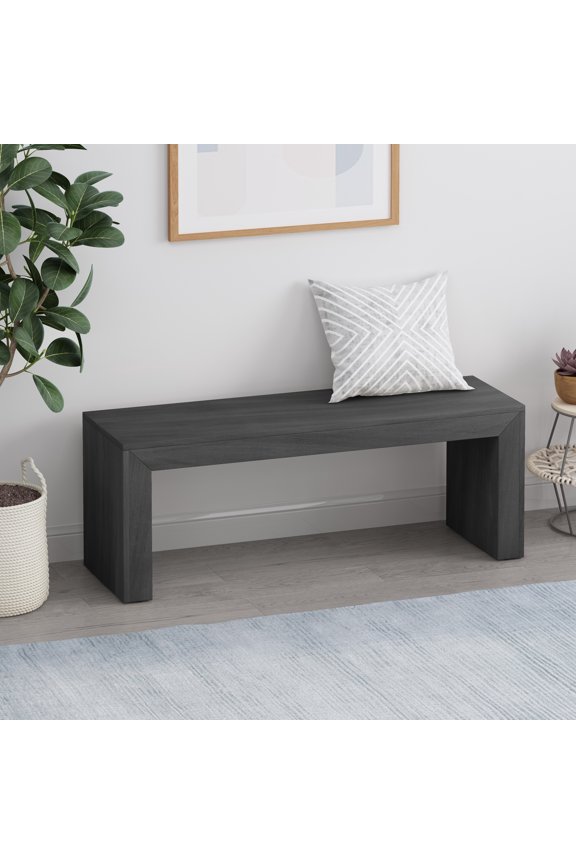 Acacia Wood Dining Bench, Black