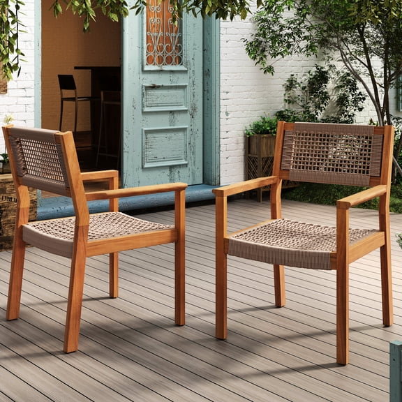 Acacia Wood Dining Set of 2 / Comfortable Chairs for Daily Dining