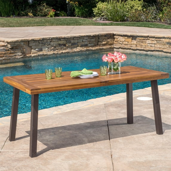 Acacia Wood Dining Table,Rectangular Wood Kitchen Table,32.25 in x 69 in x 27 in,Teak